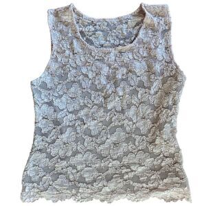 Hanky Panky Vintage Pink Classic Lace Sleeveless Tank Top Size Medium